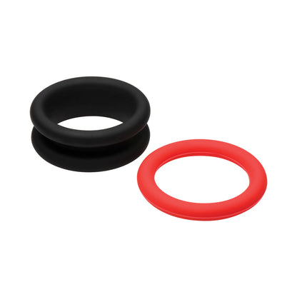 Curve Novelties JOCK Enhancers Set of 3 - 2-in-1 Silicone C-Rings - Black and Red