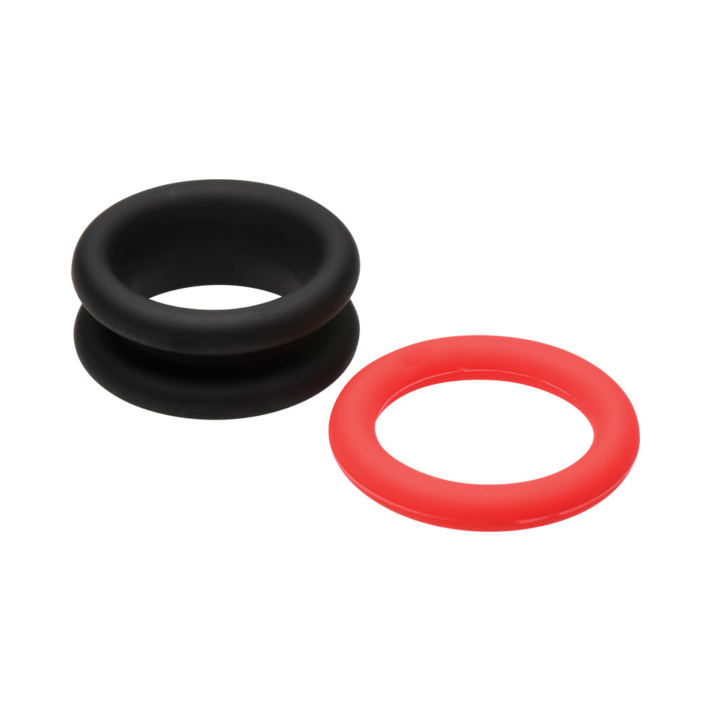 Curve Novelties JOCK Enhancers Set of 3 - 2-in-1 Silicone C-Rings - Black and Red