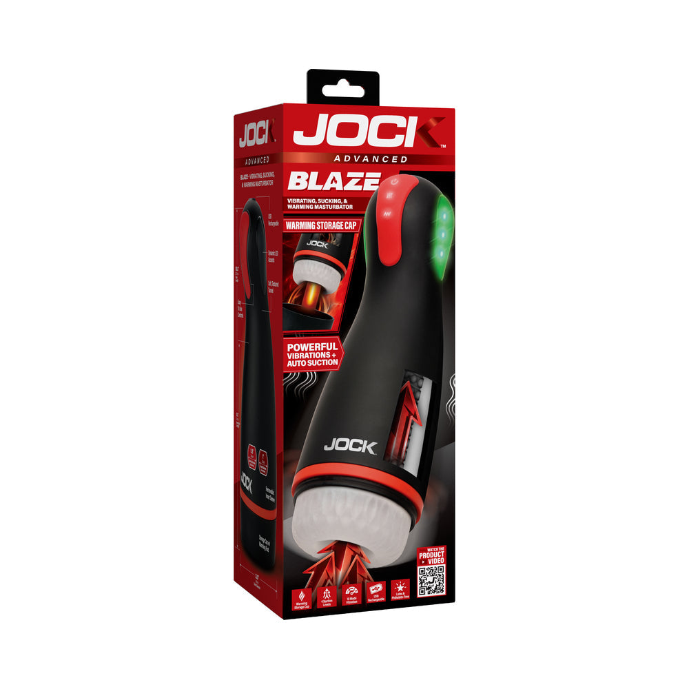 JOCK Advanced Blaze Vibrating, Sucking & Warming Masturbator - Black, Clear