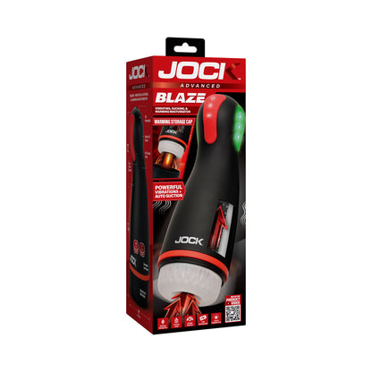 JOCK Advanced Blaze Vibrating, Sucking & Warming Masturbator - Black, Clear
