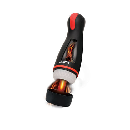 JOCK Advanced Blaze Vibrating, Sucking & Warming Masturbator - Black, Clear