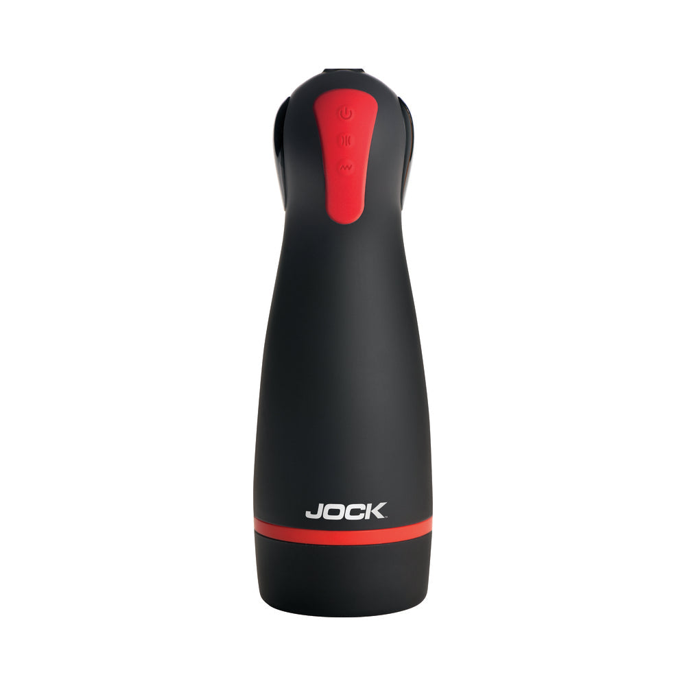 JOCK Advanced Blaze Vibrating, Sucking & Warming Masturbator - Black, Clear