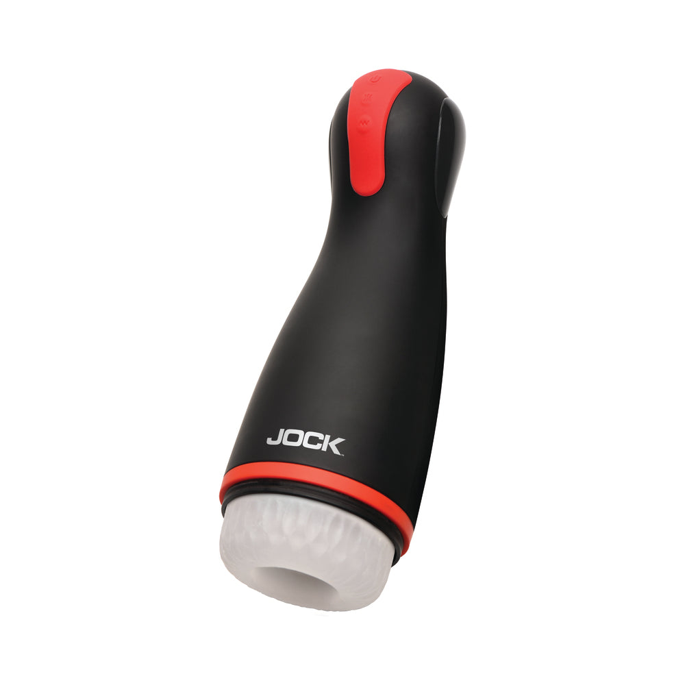 JOCK Advanced Blaze Vibrating, Sucking & Warming Masturbator - Black, Clear