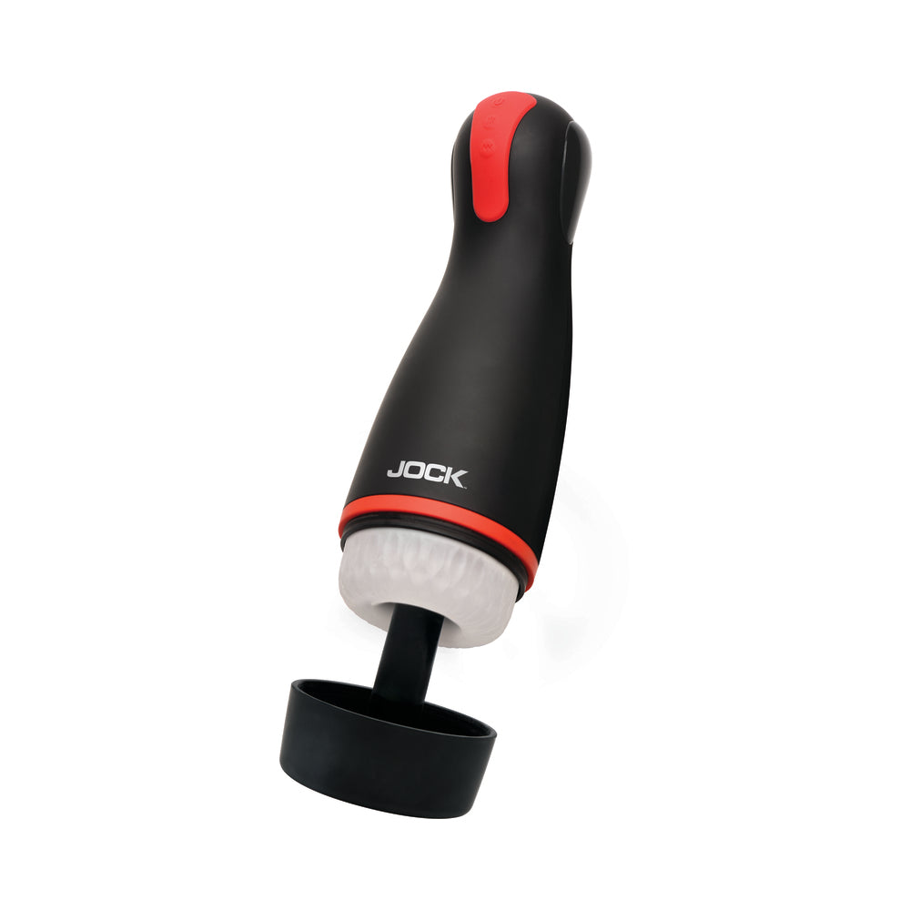 JOCK Advanced Blaze Vibrating, Sucking & Warming Masturbator - Black, Clear