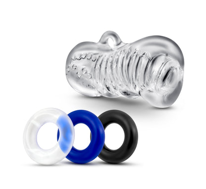 Blush Quickie Kit Jerk Off Stroker with Donut Rings - Clear