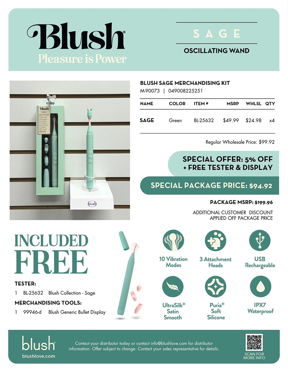 Blush Sage Merchandising Kit – Oscillating Wand Included