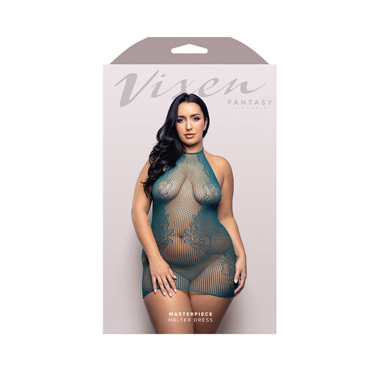 Fantasy Lingerie Vixen Masterpiece Halter Tie Dress – Dark Teal – Queen Size