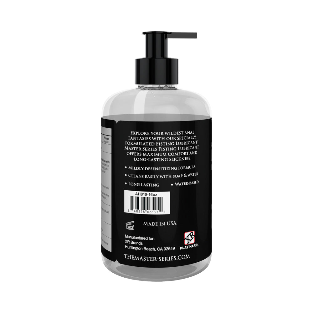 Master Series Fisting Lubricant 16 oz – Water-Based with 2% Lidocaine – Clear