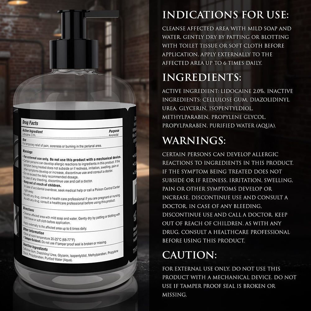 Master Series Fisting Lubricant 16 oz – Water-Based with 2% Lidocaine – Clear