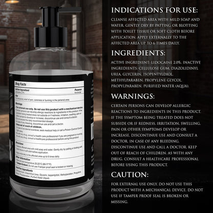 Master Series Fisting Lubricant 16 oz – Water-Based with 2% Lidocaine – Clear