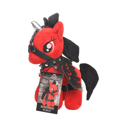 Master Series Scarlet Chainheart Bondage Pony Plushie with Faux Leather Harness – Red
