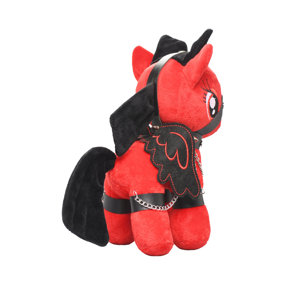 Master Series Scarlet Chainheart Bondage Pony Plushie with Faux Leather Harness – Red