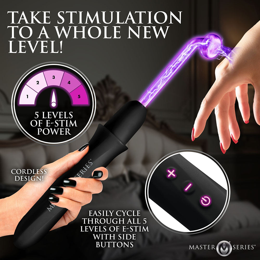 Master Series Elektrawand Rechargeable E-Stim Wand with Attachments – Black