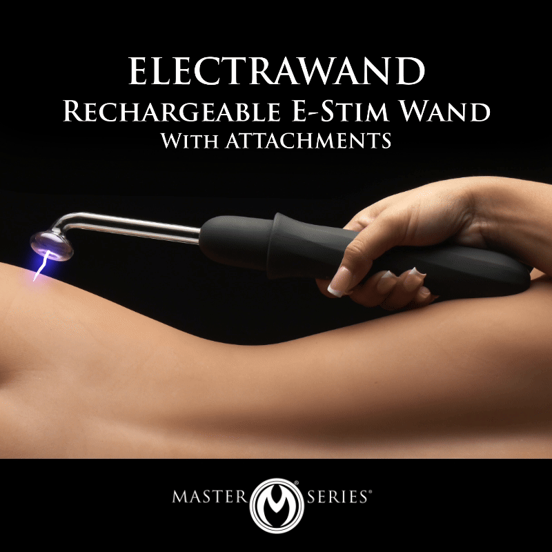 Master Series Elektrawand Rechargeable E-Stim Wand with Attachments – Black