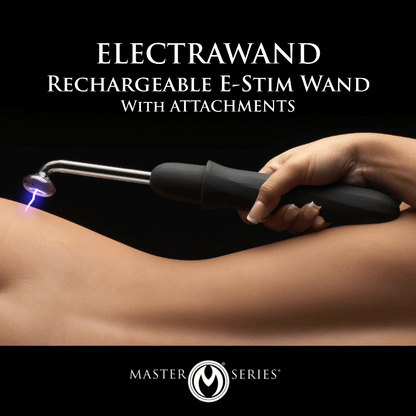 Master Series Elektrawand Rechargeable E-Stim Wand with Attachments – Black