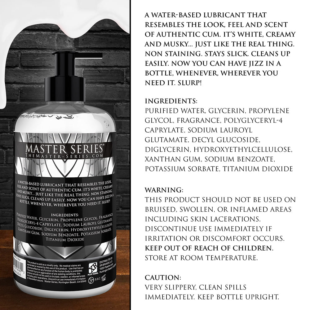 Master Series Jizz Cum-Scented Water-Based Lube – 16 oz – White