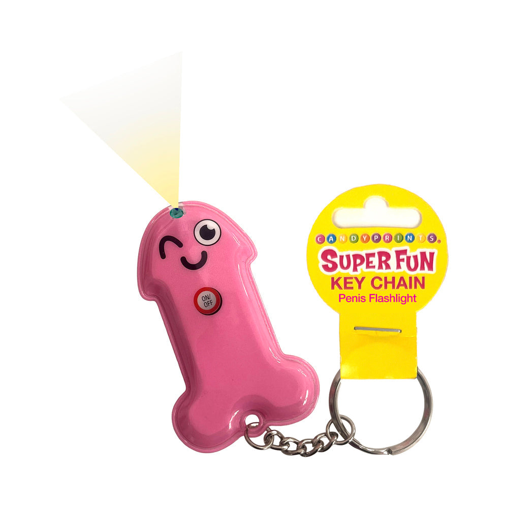 Little Genie Super Fun Penis Flashlight Keychain - Hot Pink