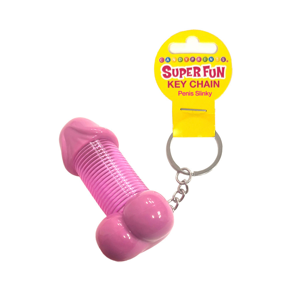 Little Genie Super Fun Penis Slinky Keychain - Hot Pink