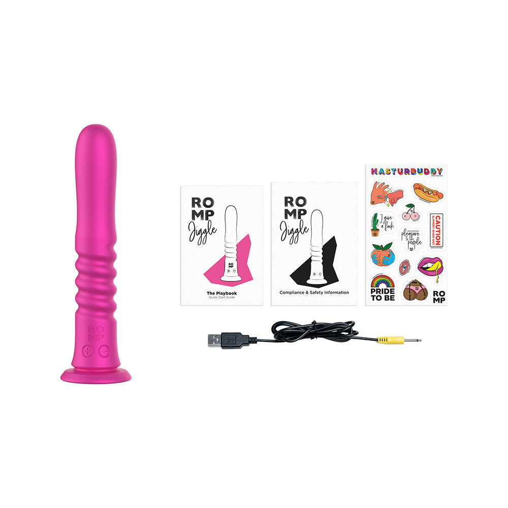 ROMP Jiggle Thrusting Vibrator with Suction Cup – Cosmic Pink