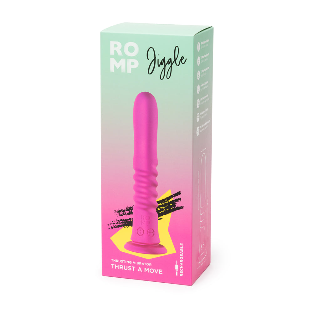ROMP Jiggle Thrusting Vibrator with Suction Cup – Cosmic Pink