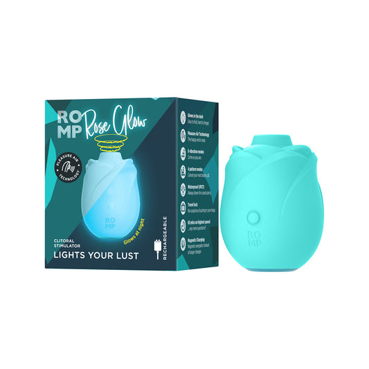 Romp Glow Rose Glow Vibrator with Pleasure Air Technology – Teal
