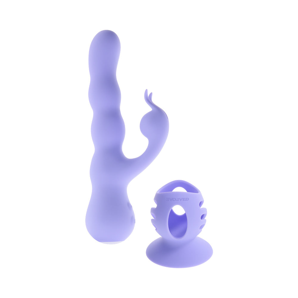 Evolved Wiggly Bunny Purple - Vibrating Rabbit with Suction Cup Base