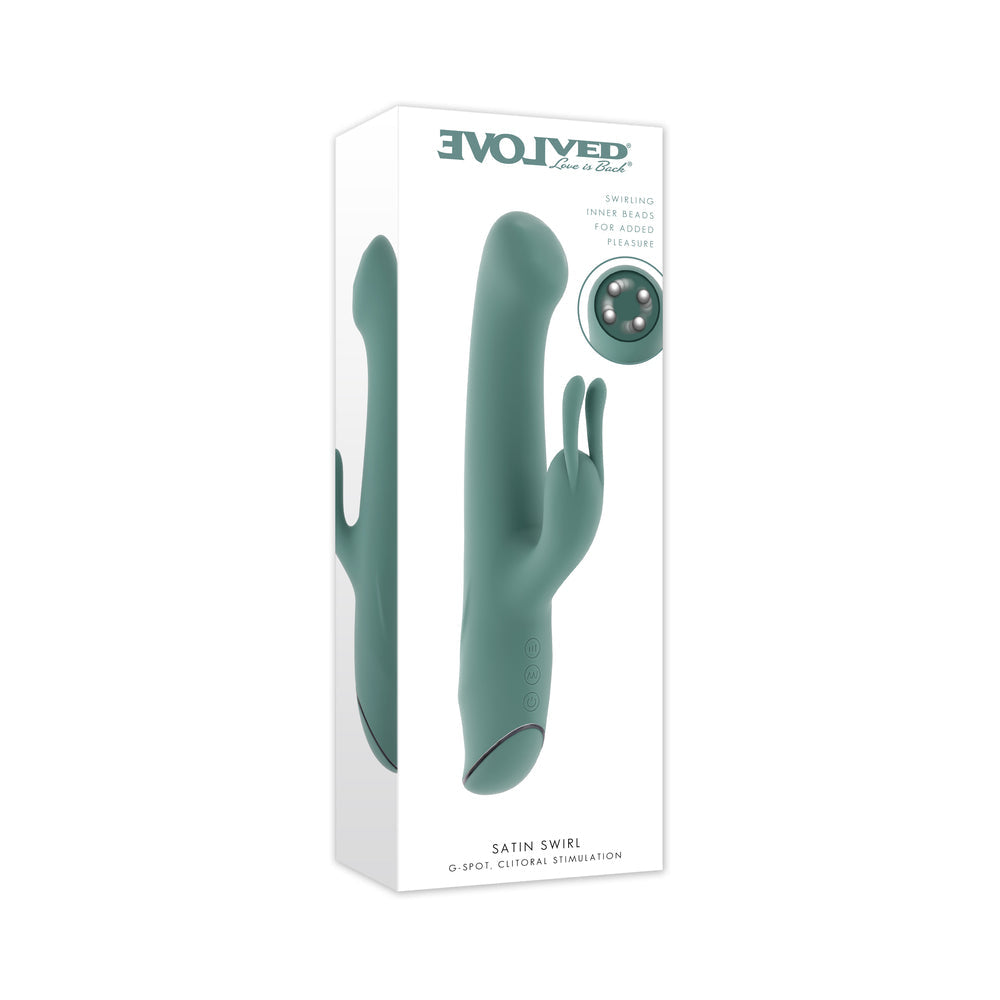 Evolved Satin Swirl Mint G-Spot Vibrator with Swirling Beads – Green