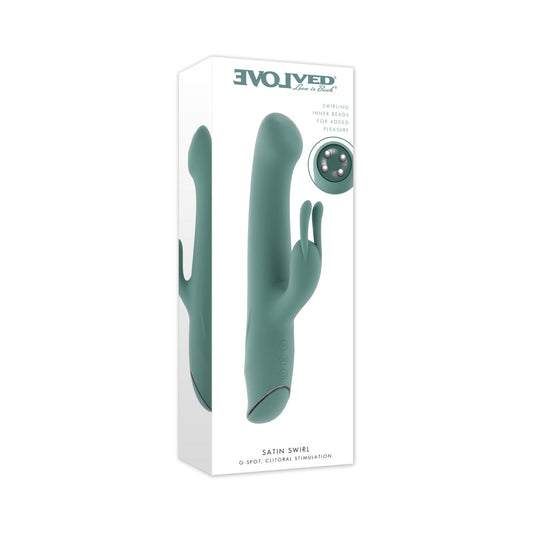 Evolved Satin Swirl Mint G-Spot Vibrator with Swirling Beads – Green