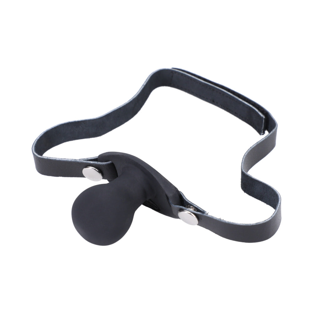 Tantus Beginner Ball Gag Onyx - Silicone Gag with Adjustable Leather Straps - Black