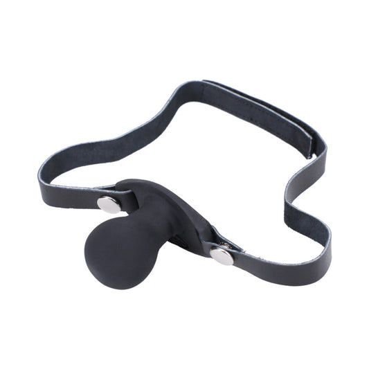 Tantus Beginner Ball Gag Onyx - Silicone Gag with Adjustable Leather Straps - Black