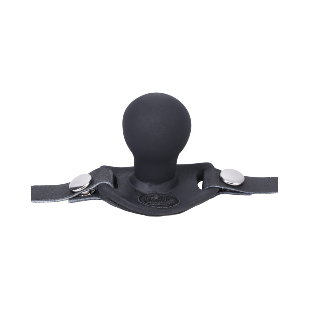 Tantus Beginner Ball Gag Onyx - Silicone Gag with Adjustable Leather Straps - Black