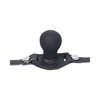 Tantus Beginner Ball Gag Onyx - Silicone Gag with Adjustable Leather Straps - Black