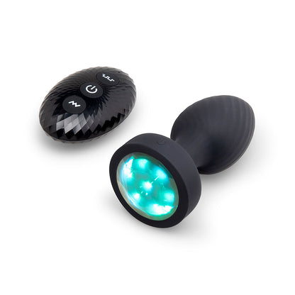 b-Vibe 3.5" Light-Up Butt Plug - Rotating and Vibrating with Multi-Color Base - Black