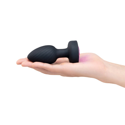 b-Vibe 3.5" Light-Up Butt Plug - Rotating and Vibrating with Multi-Color Base - Black