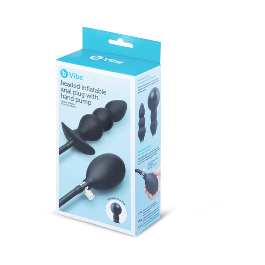b-Vibe Beaded Inflatable Anal Plug with Hand Pump – Black