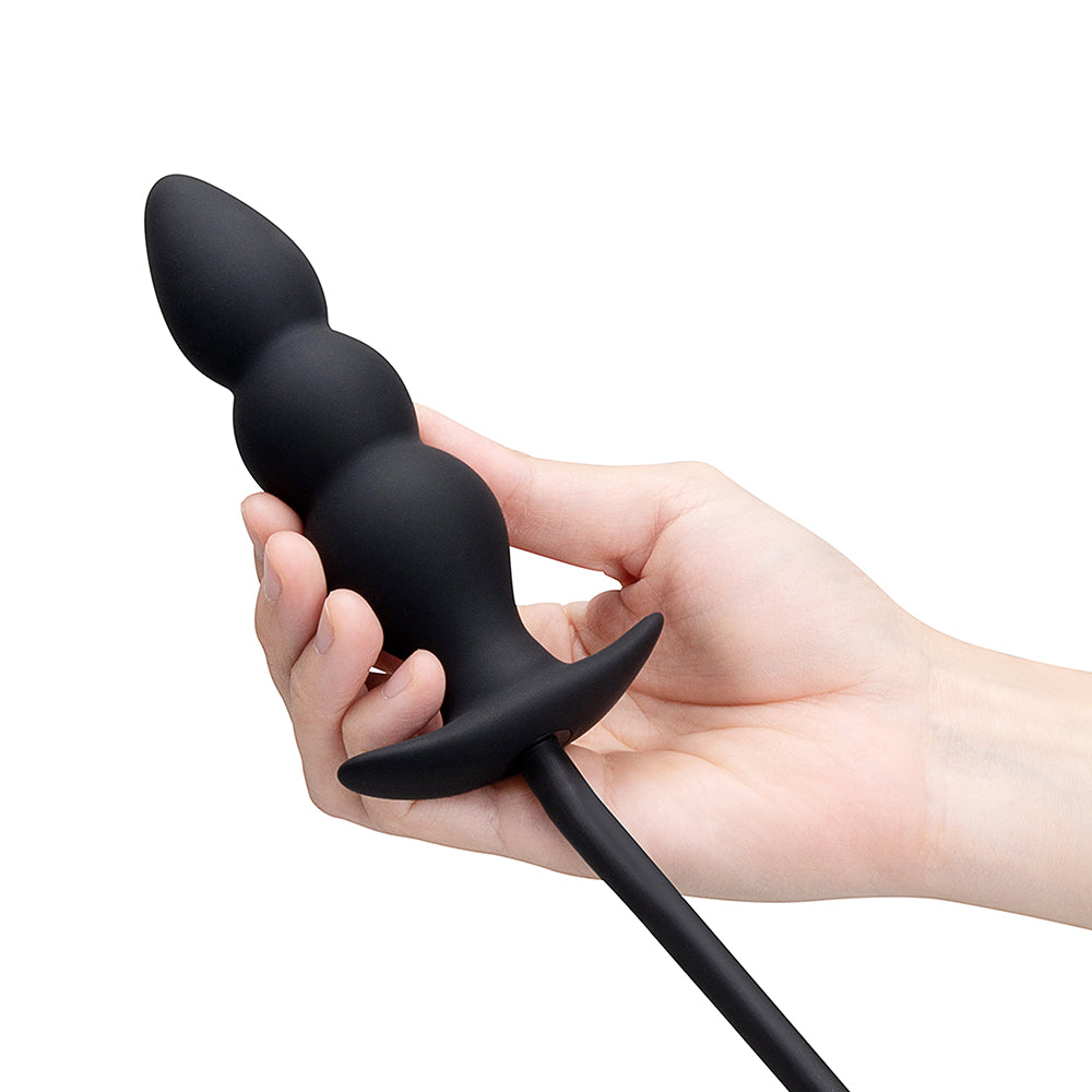 b-Vibe Beaded Inflatable Anal Plug with Hand Pump – Black