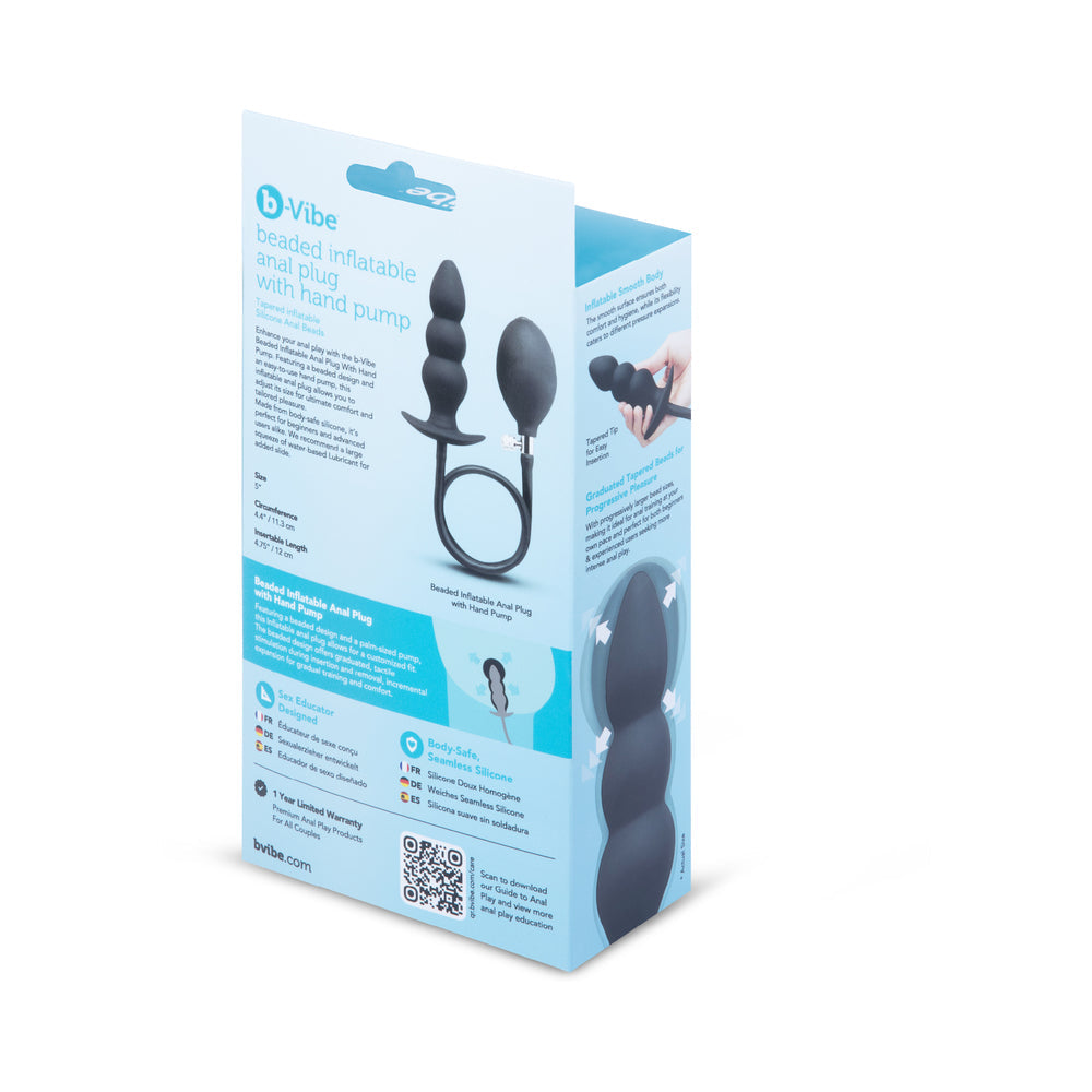 b-Vibe Beaded Inflatable Anal Plug with Hand Pump – Black