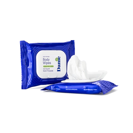 Dame Body Wipes 12ct – Aloe & Cucumber – pH-Balanced Body Wipes – White