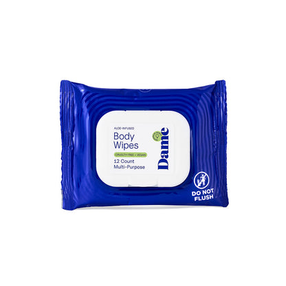 Dame Body Wipes 12ct – Aloe & Cucumber – pH-Balanced Body Wipes – White