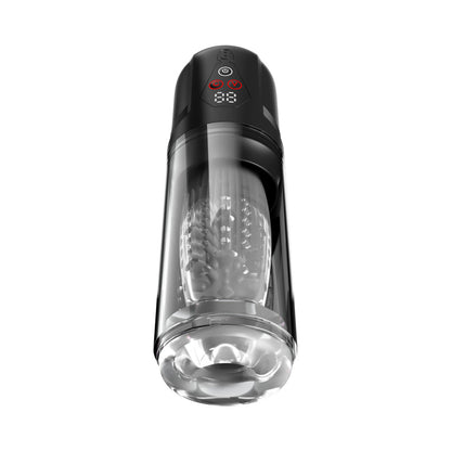 PDX Elite Mega-Bator Pro Spinning Stroker with Vibration – Clear and Black