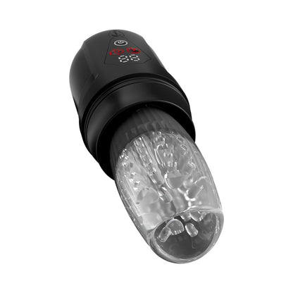 PDX Elite Mega-Bator Pro Spinning Stroker with Vibration – Clear and Black