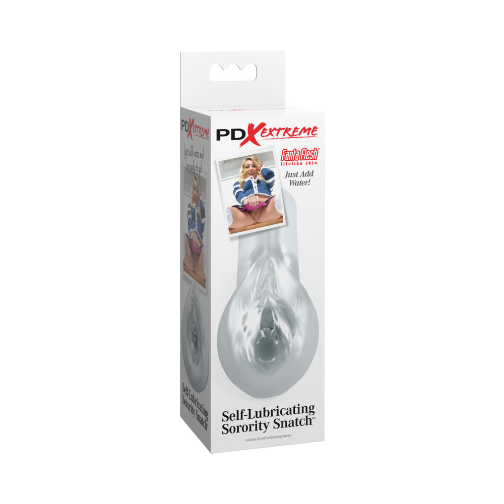 PDX Extreme Self-Lubricating Sorority Snatch Stroker – Clear