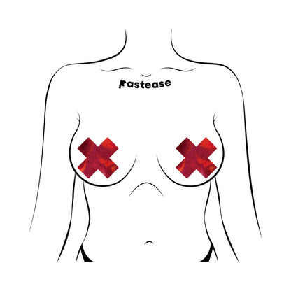 Pastease Everyday Reusable Liquid Red Cross Nipple Pasties – Red