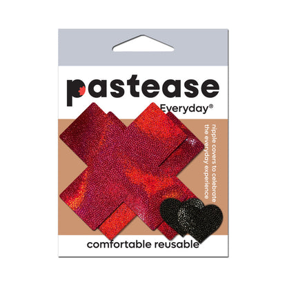 Pastease Everyday Reusable Liquid Red Cross Nipple Pasties – Red