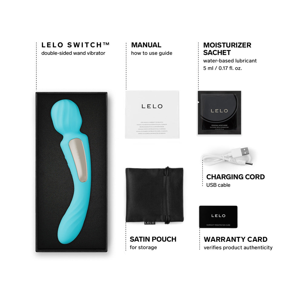 LELO SWITCH Double-Sided Wand Vibrator – Aqua