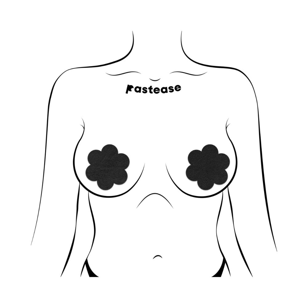 Pastease Everyday Reusable Pasties – Onyx Flat Black Flower Nipple Covers