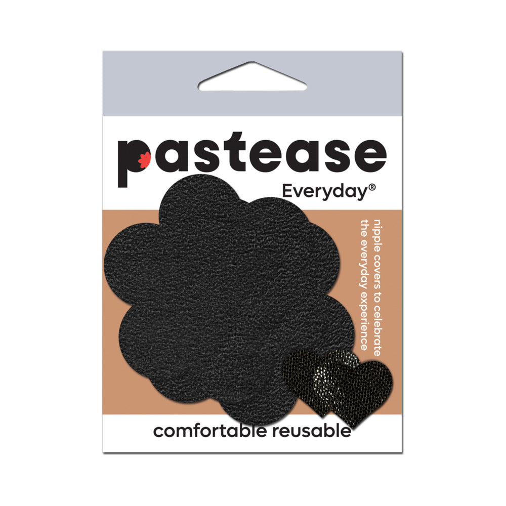 Pastease Everyday Reusable Pasties – Onyx Flat Black Flower Nipple Covers