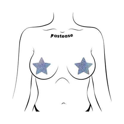 Pastease Everyday Reusable Glittering Silver Star Nipple Pasties