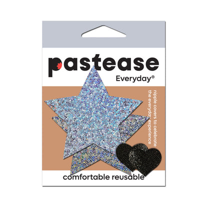 Pastease Everyday Reusable Glittering Silver Star Nipple Pasties