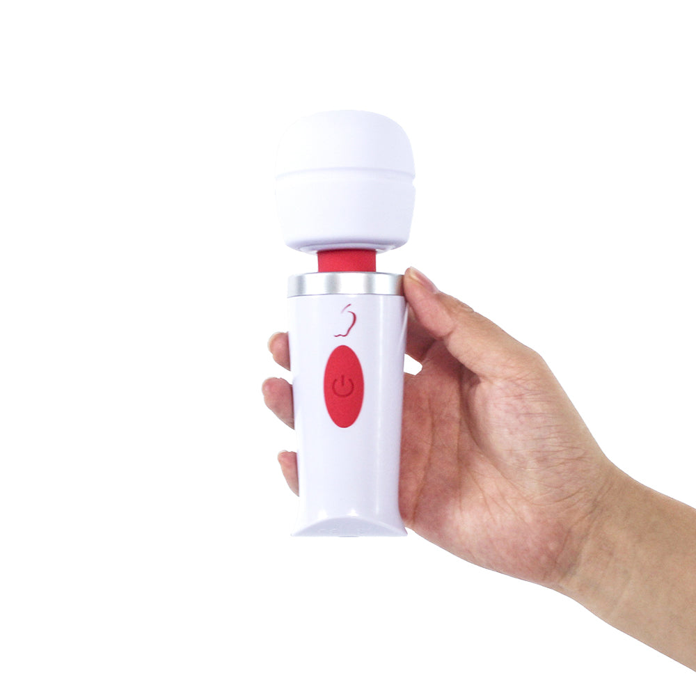 Adam & Eve Mini Magic Massager – Mini Wand Massager with 10 Vibration Speeds – White